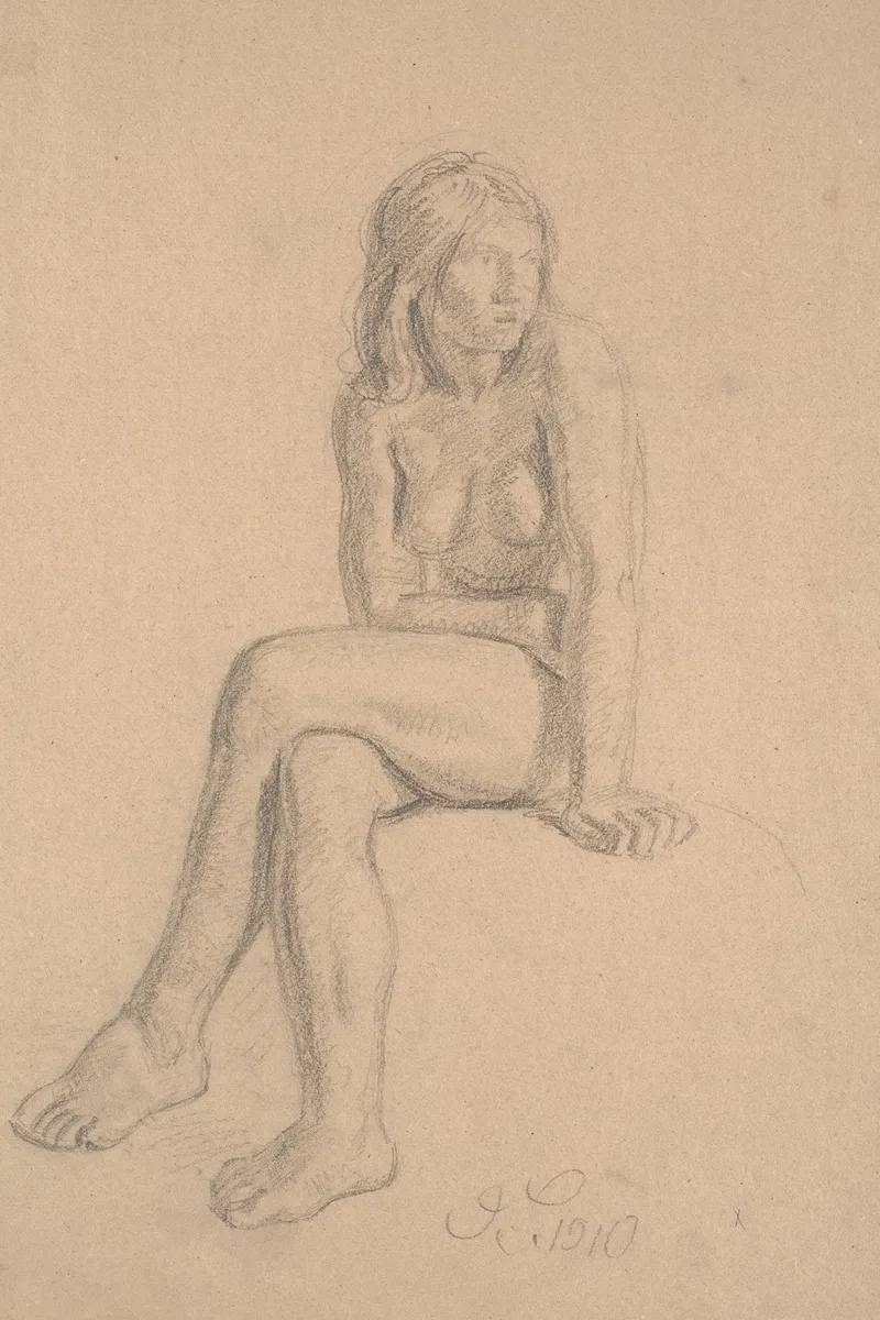 Siddende Eva by Joakim Skovgaard - Canvas Print