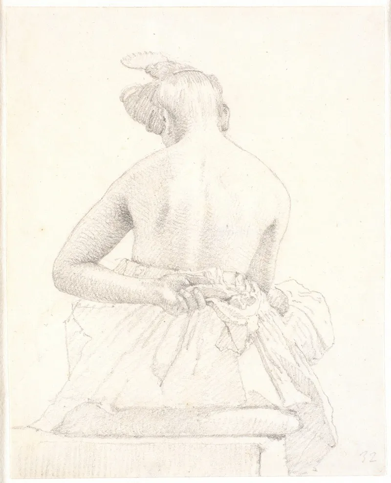 Siddende Kvindelig Model Set Bagfra 2 by Christen Købke - Canvas Print