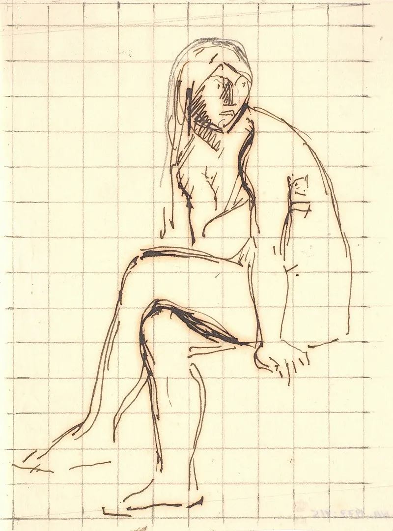 Siddende Nogen_ung Kvinde Eva by Joakim Skovgaard - Canvas Print