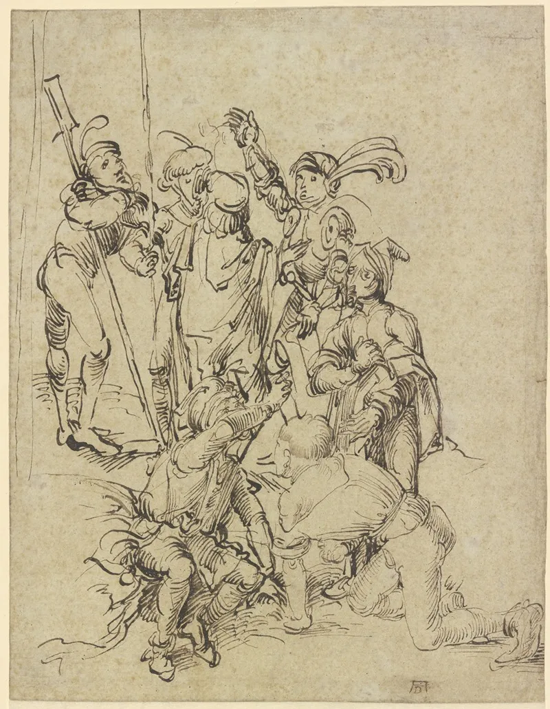 Sieben Soldaten Unter Dem Kreuz by Hans Leonhard Schäufelein - Canvas Print