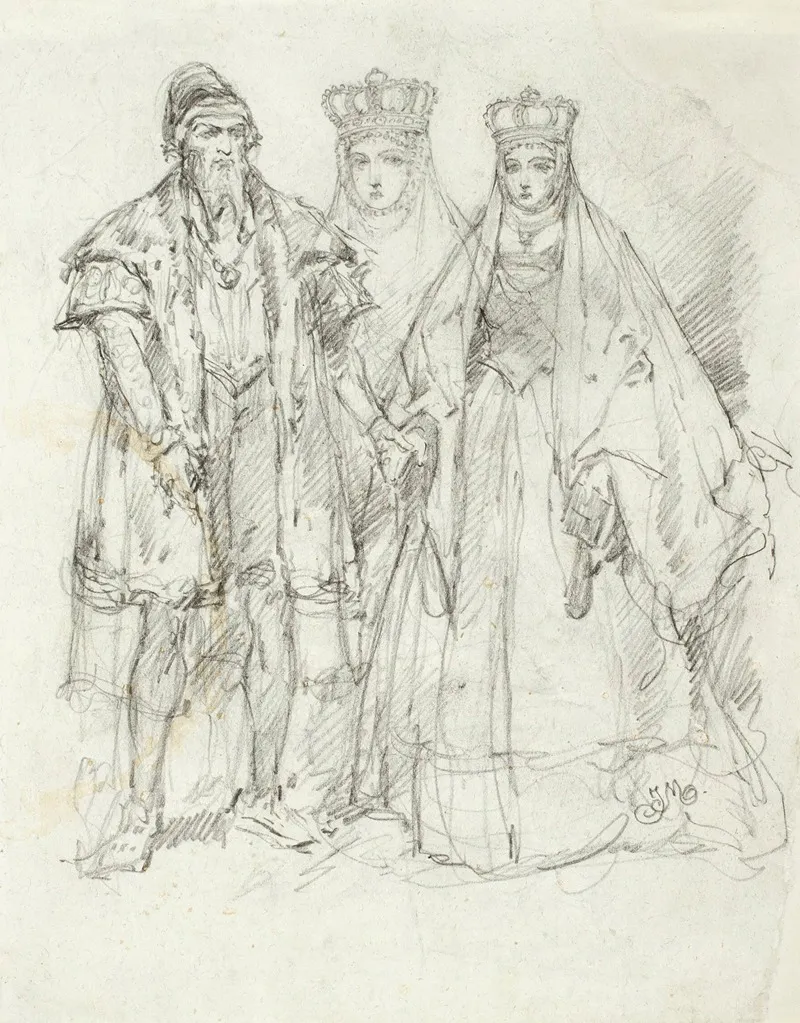 Sigismund Ii Augustus And Barbara Study For The Publication Clothes In Poland