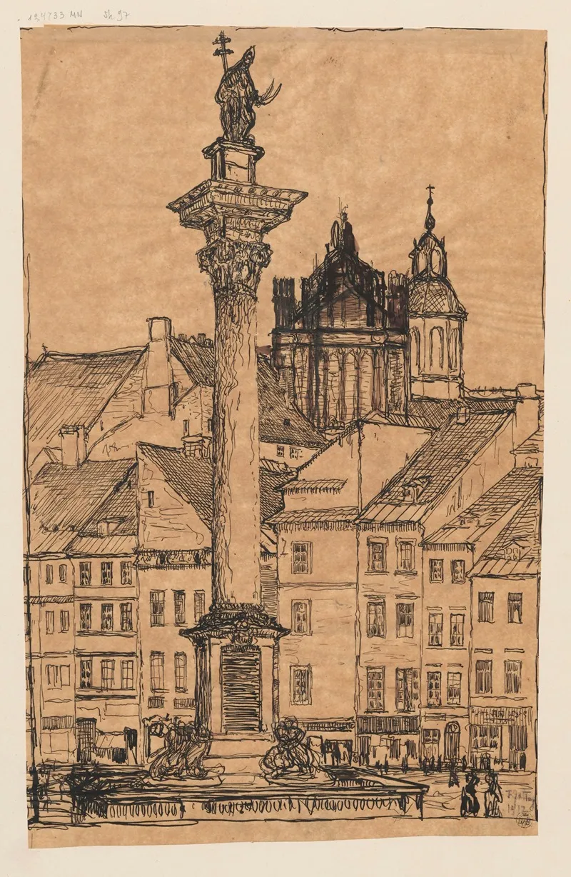 Sigismunds Column In Warsaw by Feliks Jabłczyński - Canvas Print