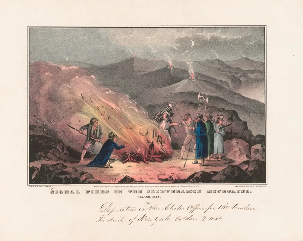 Signal Fires On The Slievenamon Mountains Ireland 1848