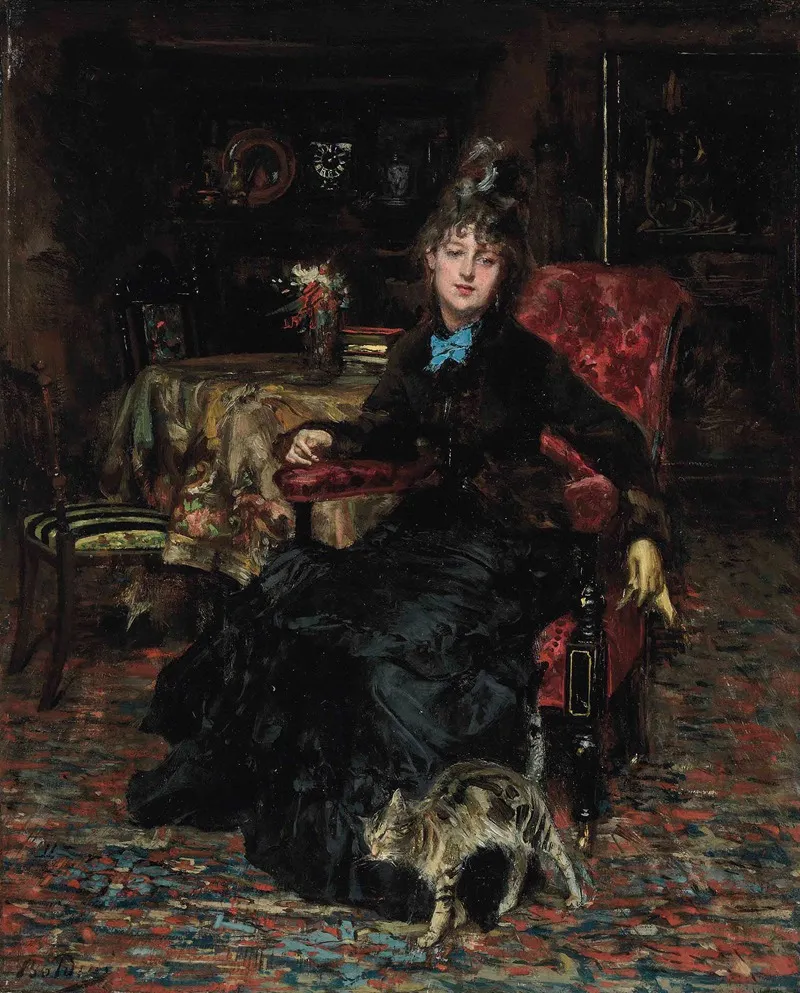 Signora Seduta Con Gatto