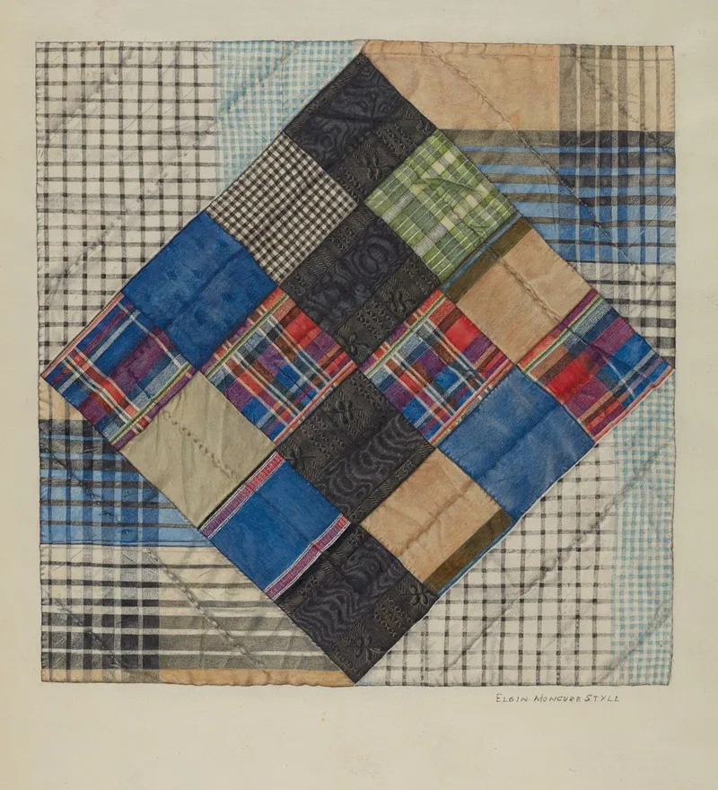 Silk Bed Quilt by Elgin Moncure Styll - Canvas Print