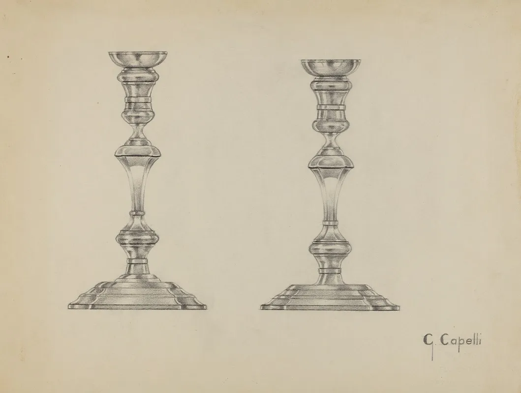 Silver Candlesticks by Giacinto Capelli - Canvas Print