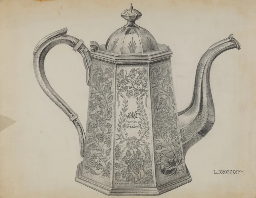 Silver Chocolate Pot 4 by Leo Drozdoff - Canvas Print