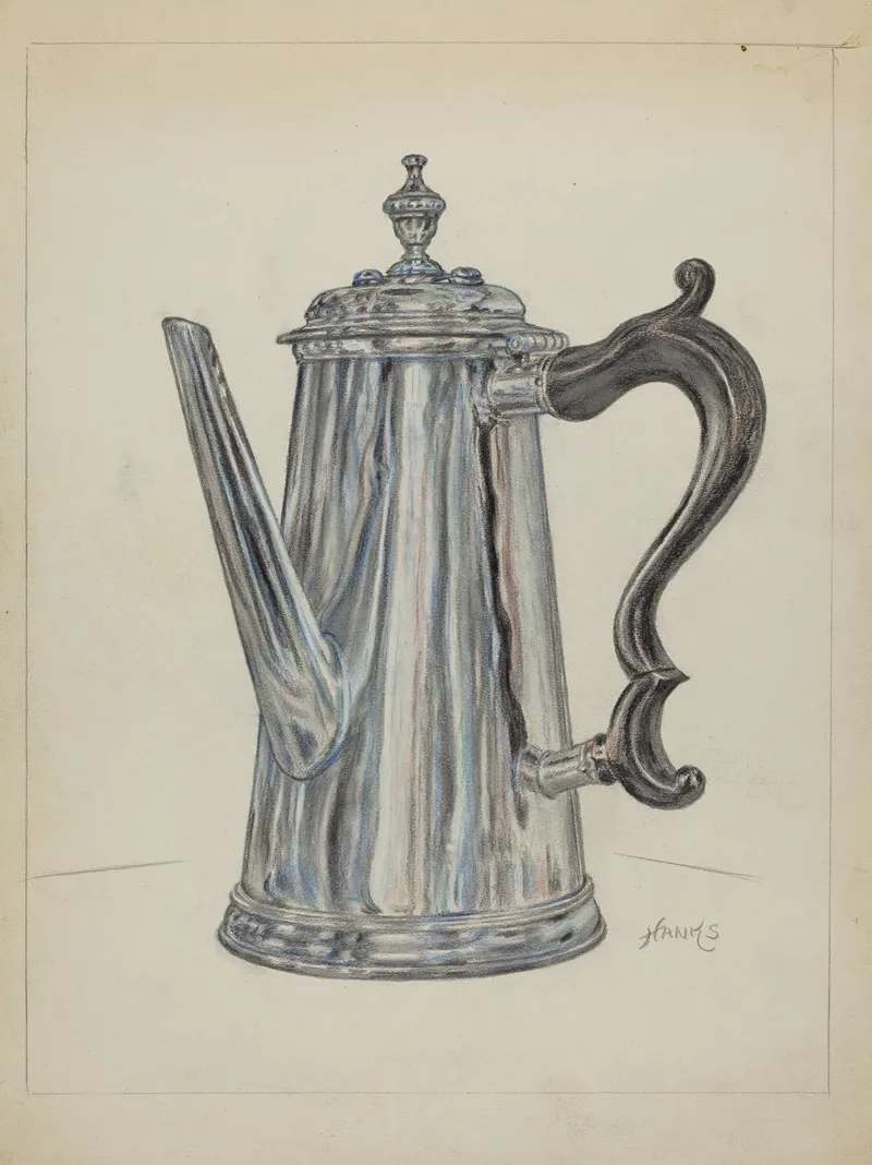 Silver Chocolate Pot by Fletcher Hanks - Canvas Print