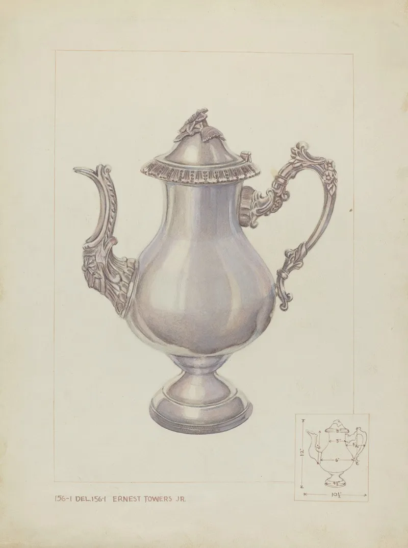 Silver Coffee Pot 4 by Ernest A. Towers, Jr. - Canvas Print