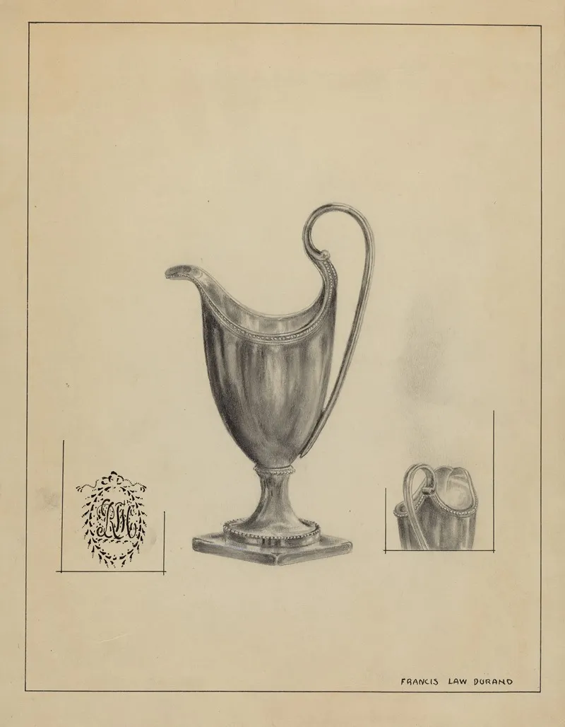 Silver Cream Pitcher 2 by Francis Law Durand - Canvas Print