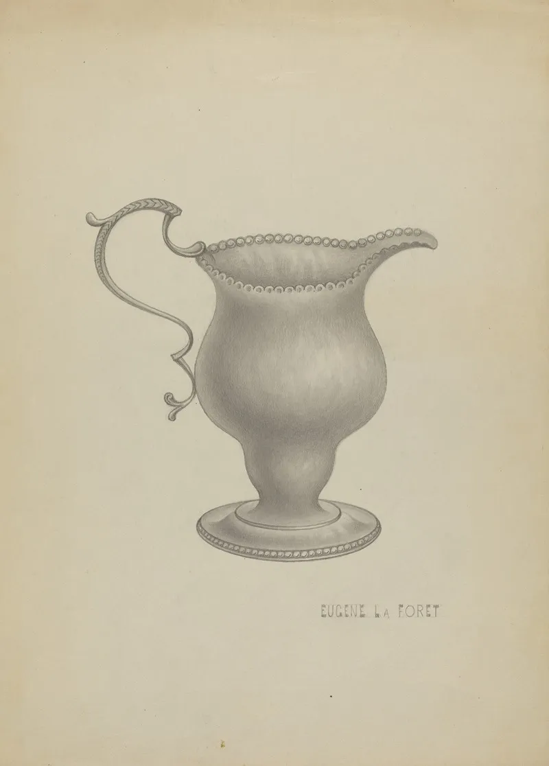 Silver Cream Pitcher by Eugene La Foret - Canvas Print