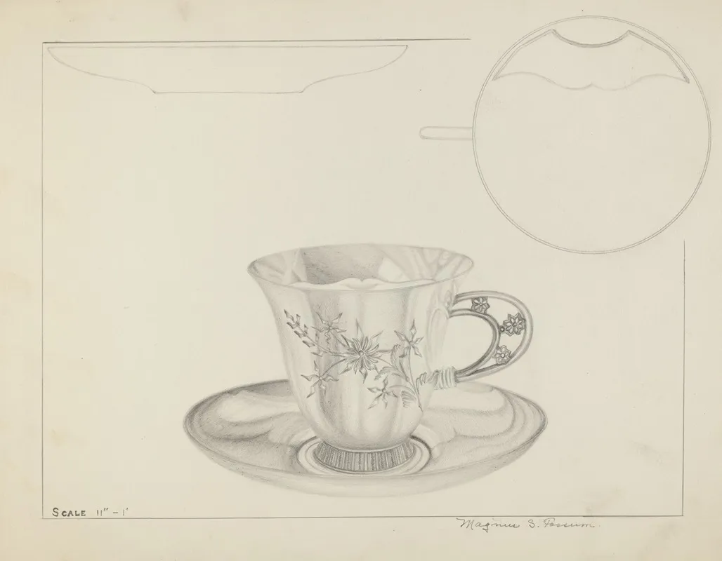 Silver Cup And Saucer by Magnus S. Fossum - Canvas Print