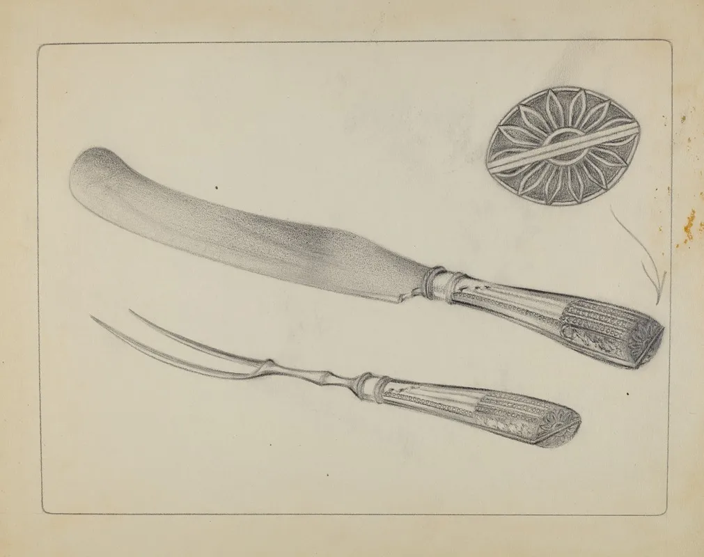 Silver Knife And Fork by A. Zimet - Canvas Print