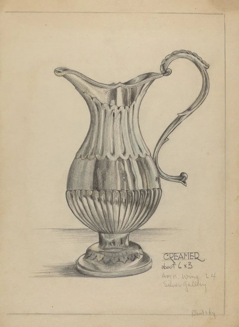 Silver Pitcher 22 by S. Brodsky - Canvas Print