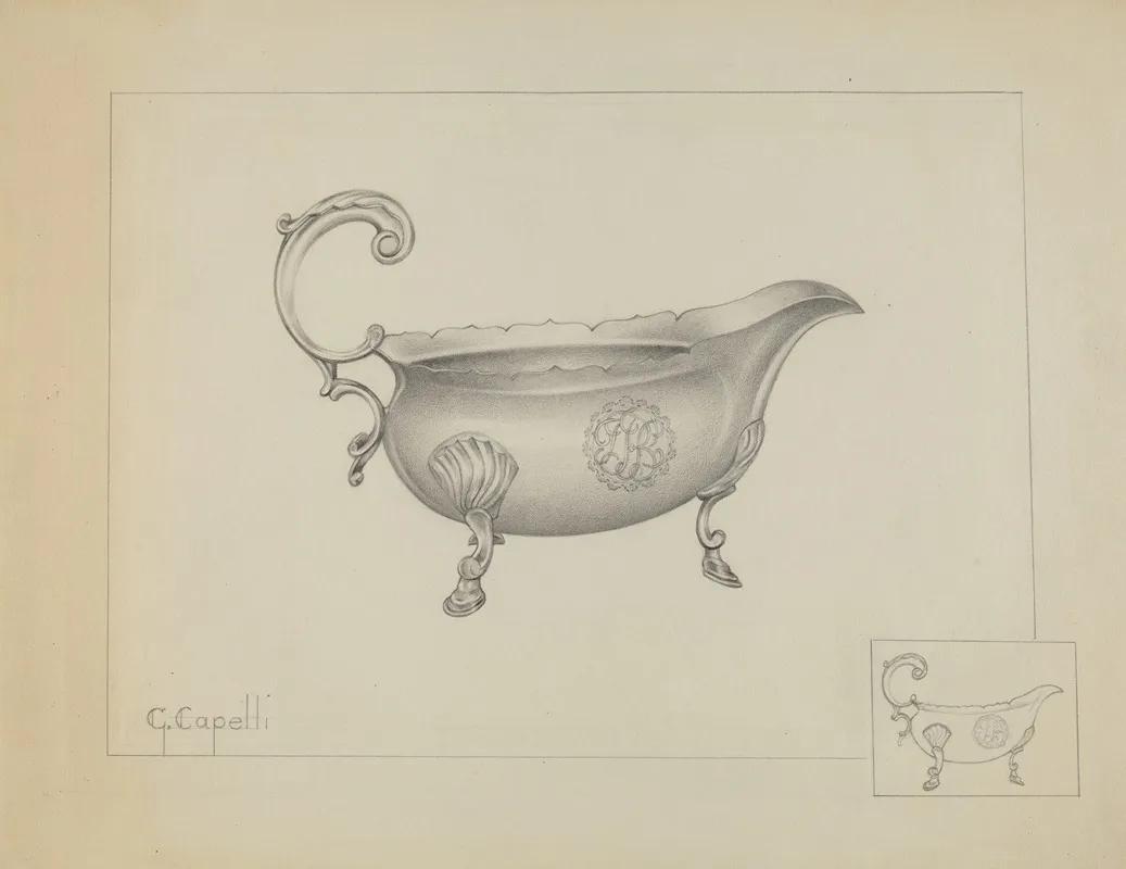 Silver Sauce Boat 4 by Giacinto Capelli - Canvas Print