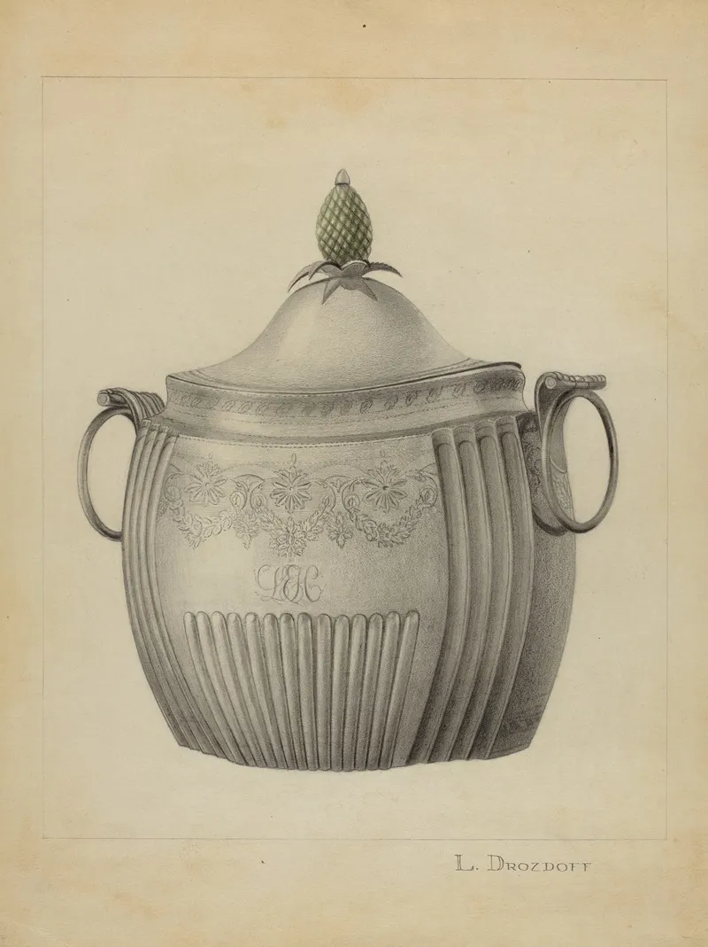 Silver Sugar Bowl 17 by Leo Drozdoff - Canvas Print