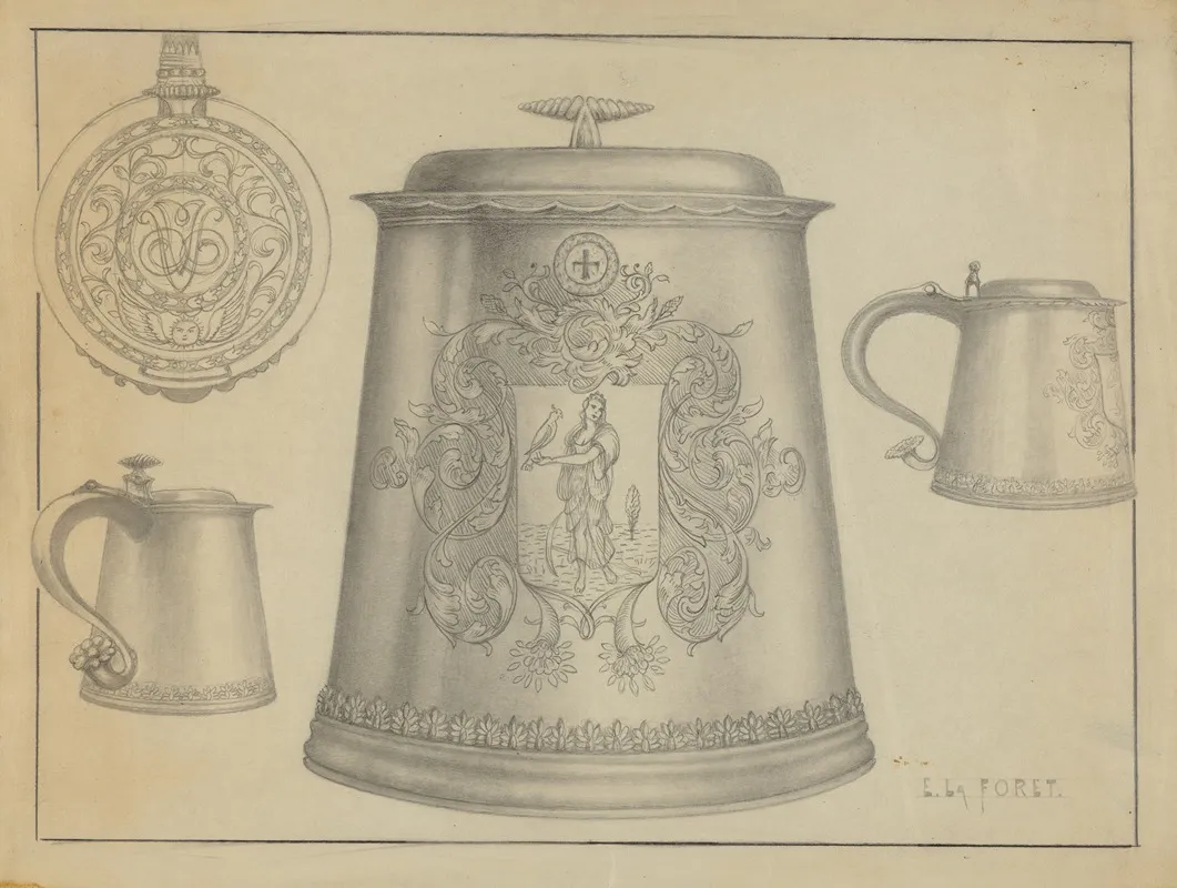 Silver Tankard 12 by Eugene La Foret - Canvas Print