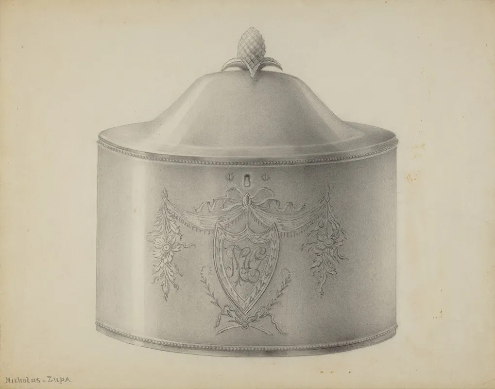 Silver Tea Caddy 6 by Nicholas Zupa - Canvas Print