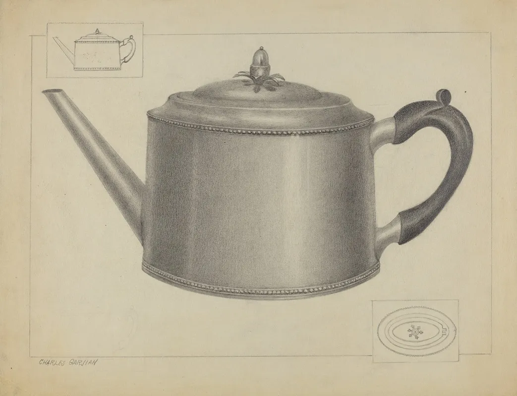 Silver Teapot 10 by Charles Garjian - Canvas Print