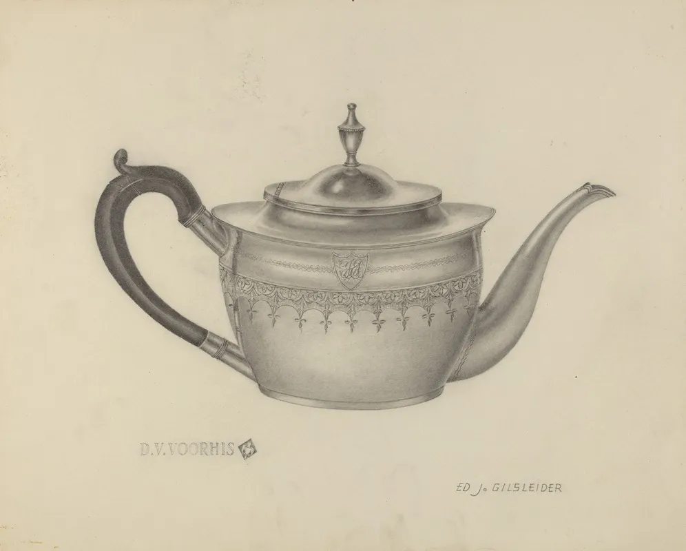 Silver Teapot 21 by E.J. Gilsleider - Canvas Print