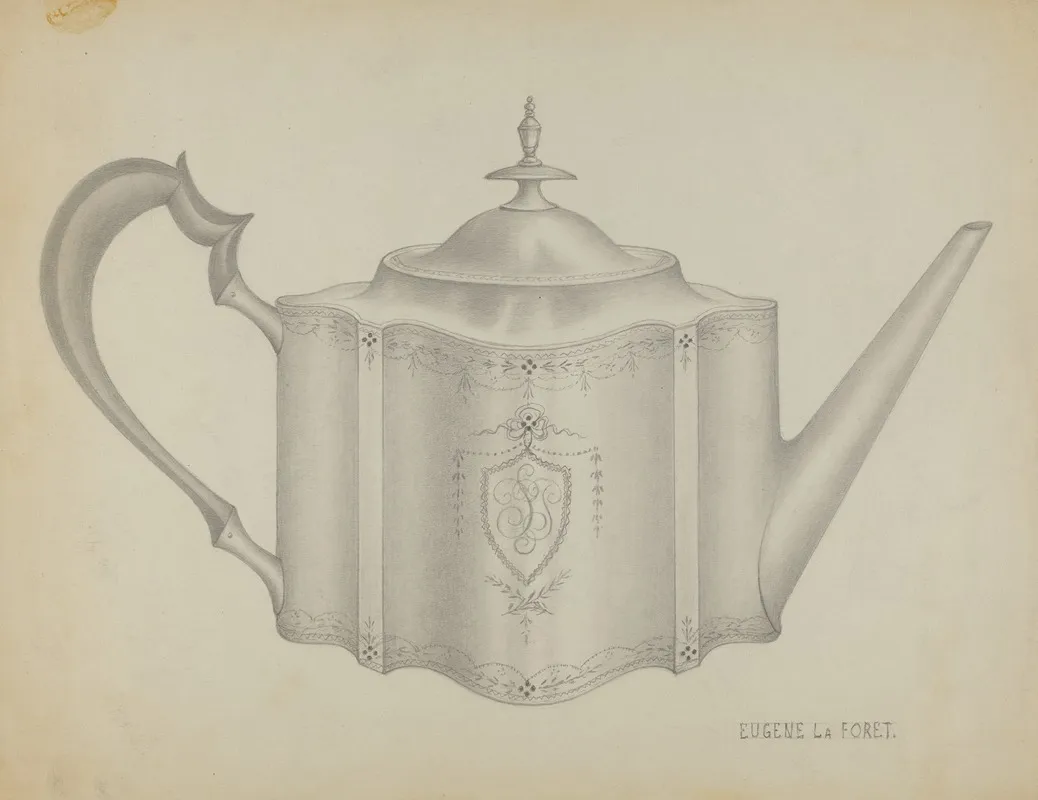 Silver Teapot 25 by Eugene La Foret - Canvas Print