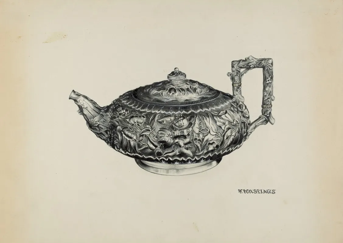 Silver Teapot 27 by Florence Hastings - Canvas Print