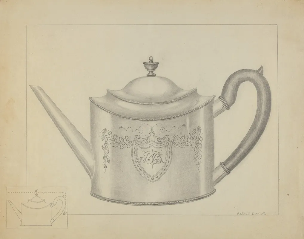 Silver Teapot 43 by Hester Duany - Canvas Print