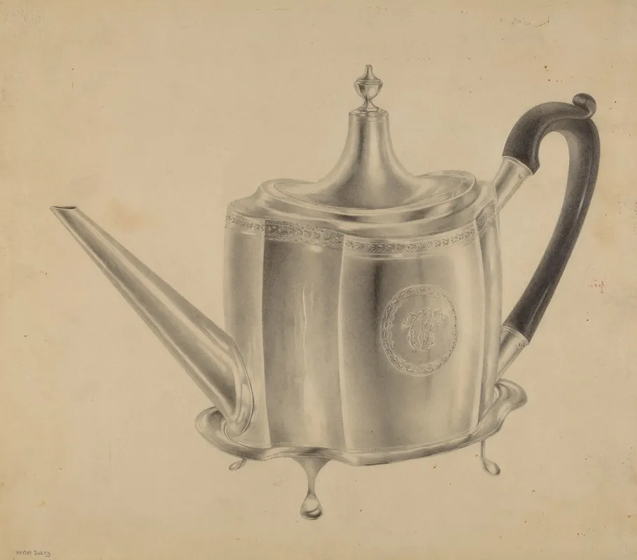Silver Teapot 46 by Hester Duany - Canvas Print