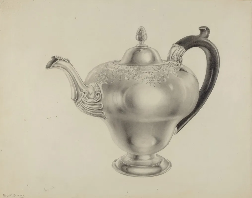 Silver Teapot 48 by Hester Duany - Canvas Print