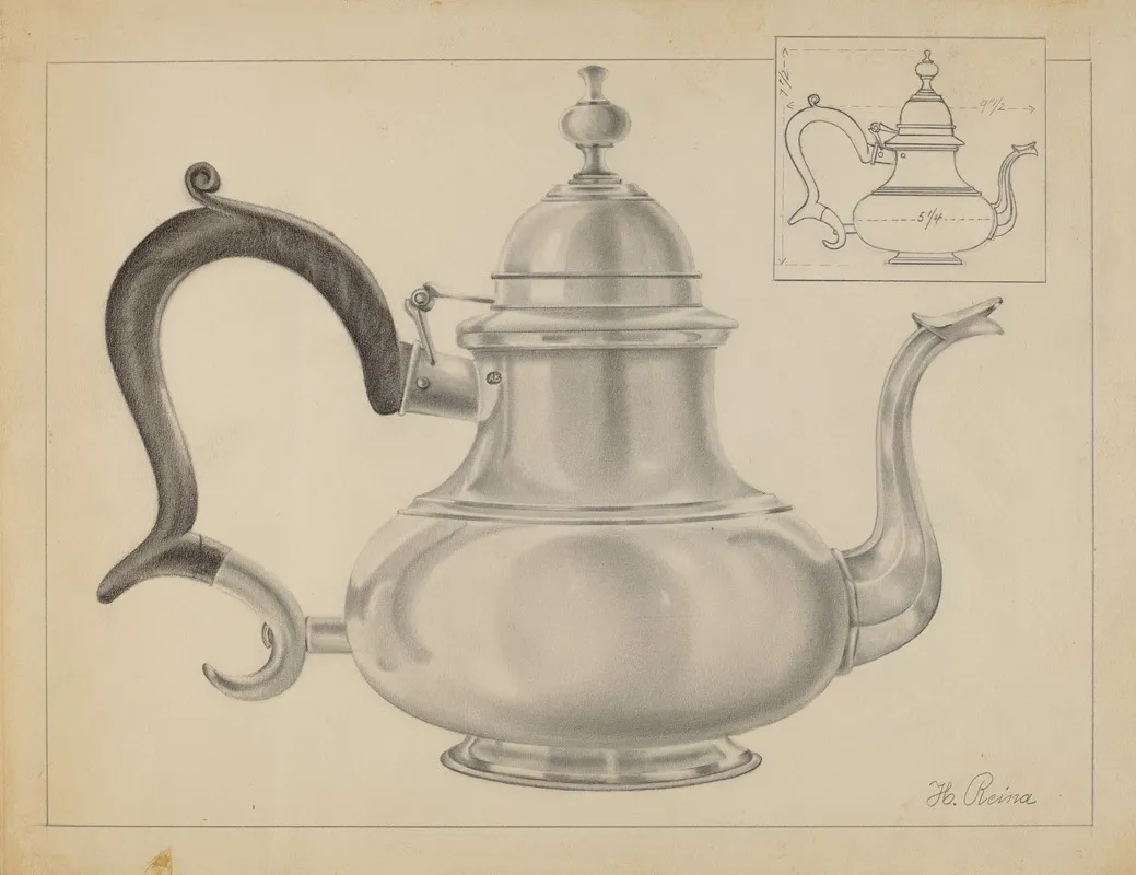 Silver Teapot 49 by Horace Reina - Canvas Print