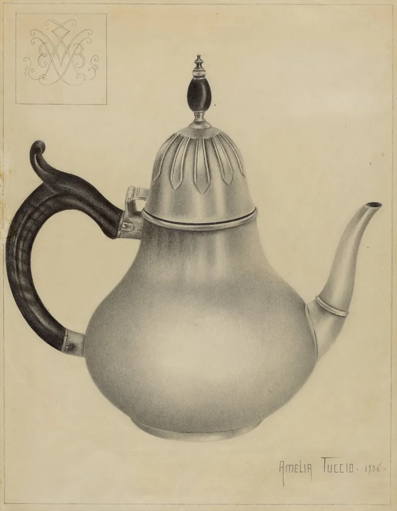 Silver Teapot 4 by Amelia Tuccio - Canvas Print