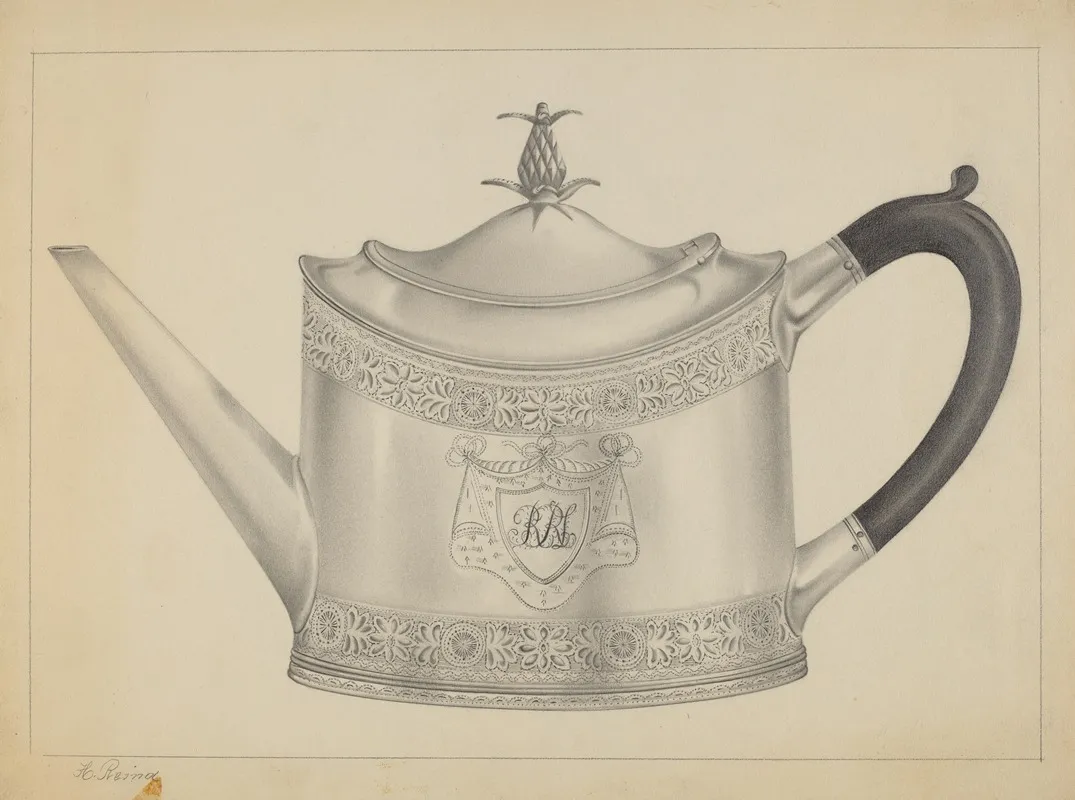 Silver Teapot 50 by Horace Reina - Canvas Print