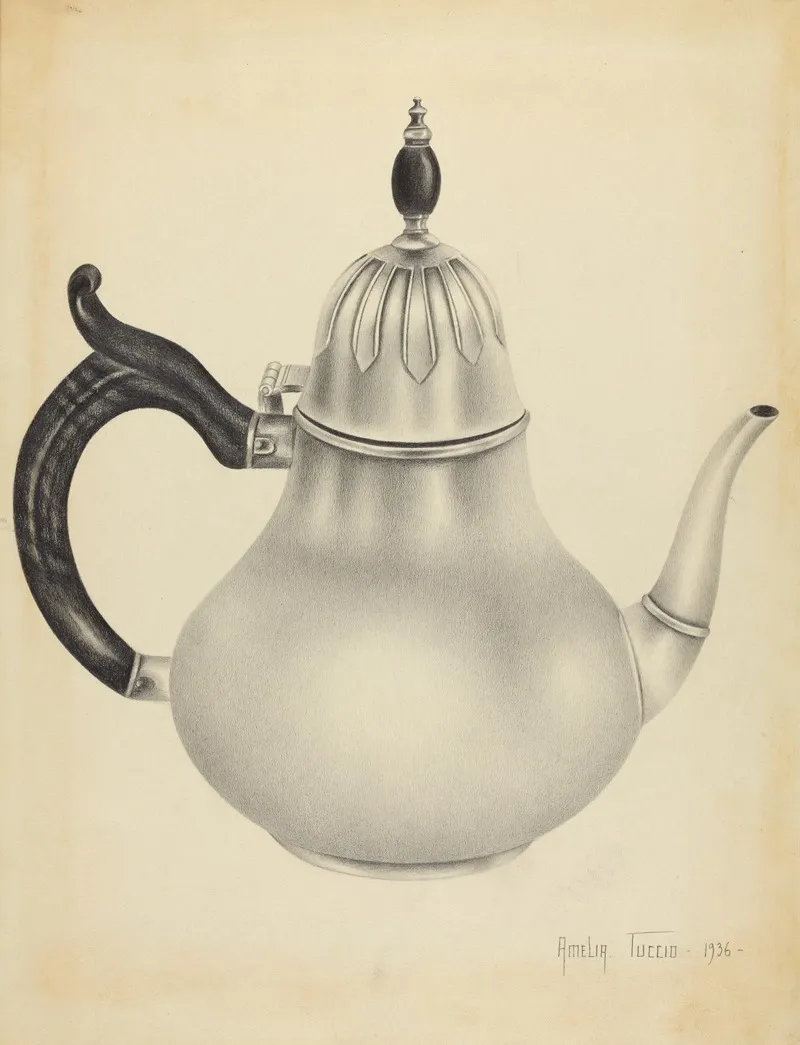 Silver Teapot 5 by Amelia Tuccio - Canvas Print