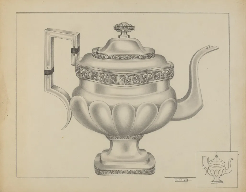 Silver Teapot 60 by Michael Fenga - Canvas Print