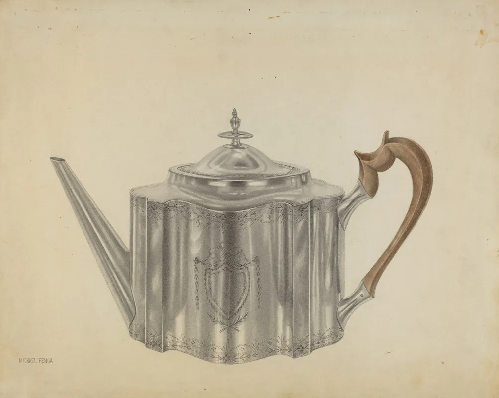 Silver Teapot 61 by Michael Fenga - Canvas Print