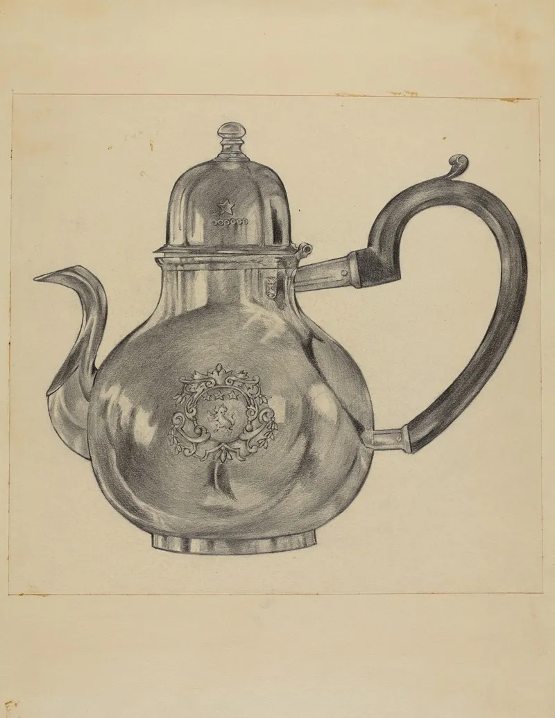 Silver Teapot 63 by S. Brodsky - Canvas Print