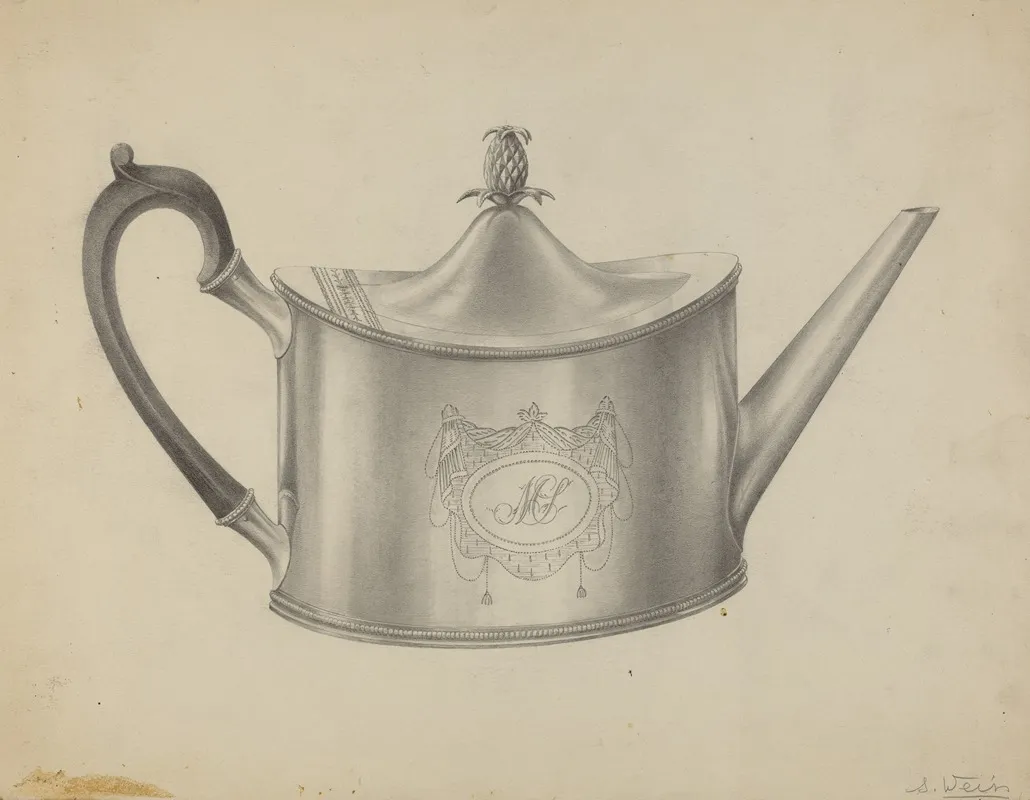 Silver Teapot 64 by Simon Weiss - Canvas Print