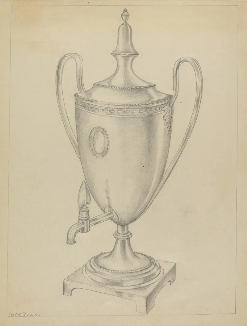 Silver Urn by Hester Duany - Canvas Print
