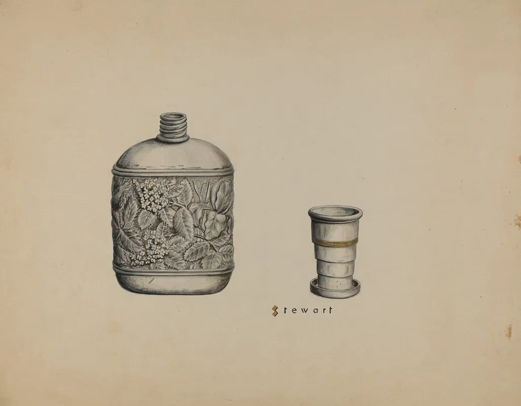 Silver Whiskey Flask 2 by Robert Stewart - Canvas Print