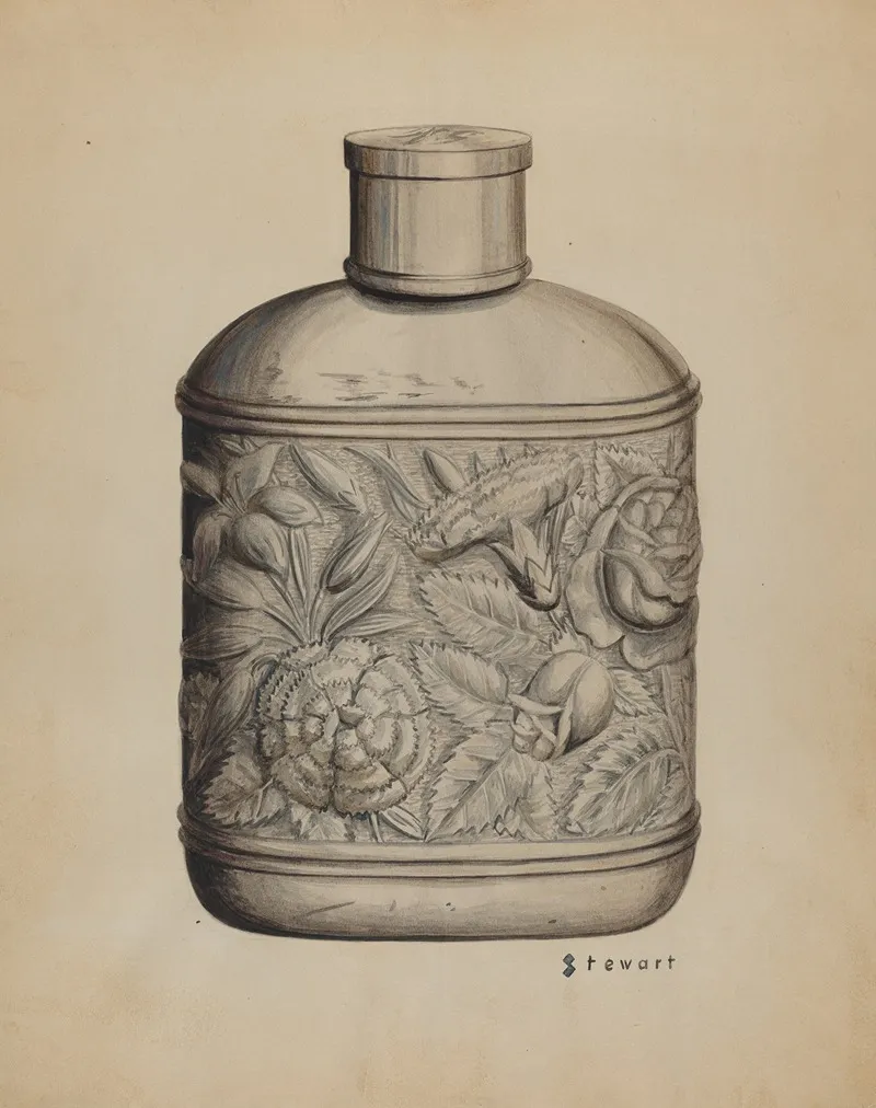 Silver Whiskey Flask by Robert Stewart - Canvas Print