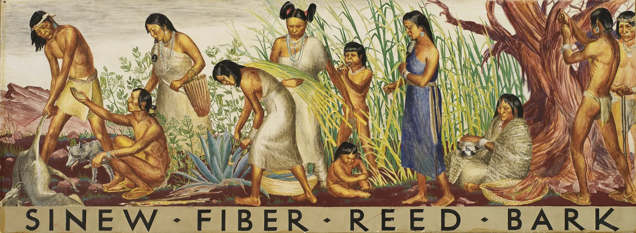 Sinew Fiber Reed Bark Mural Study