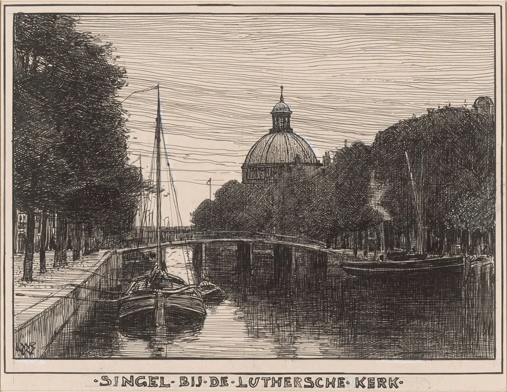 Singel Bij De Luthersche Kerk Te Amsterdam by Willem Wenckebach - Canvas Print