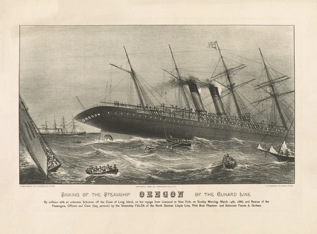 Sinking Of The Steamship Oregon Of The Cunard Line