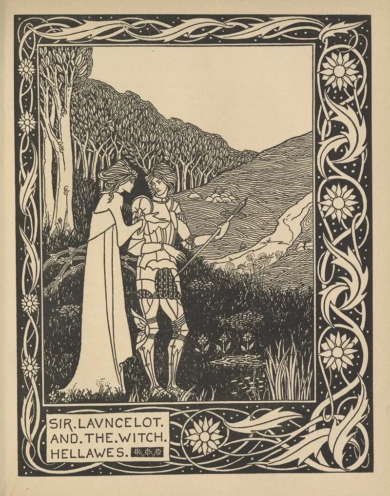 Sir Launcelot And The Witch Hellawes by Aubrey Vincent Beardsley - Canvas Print