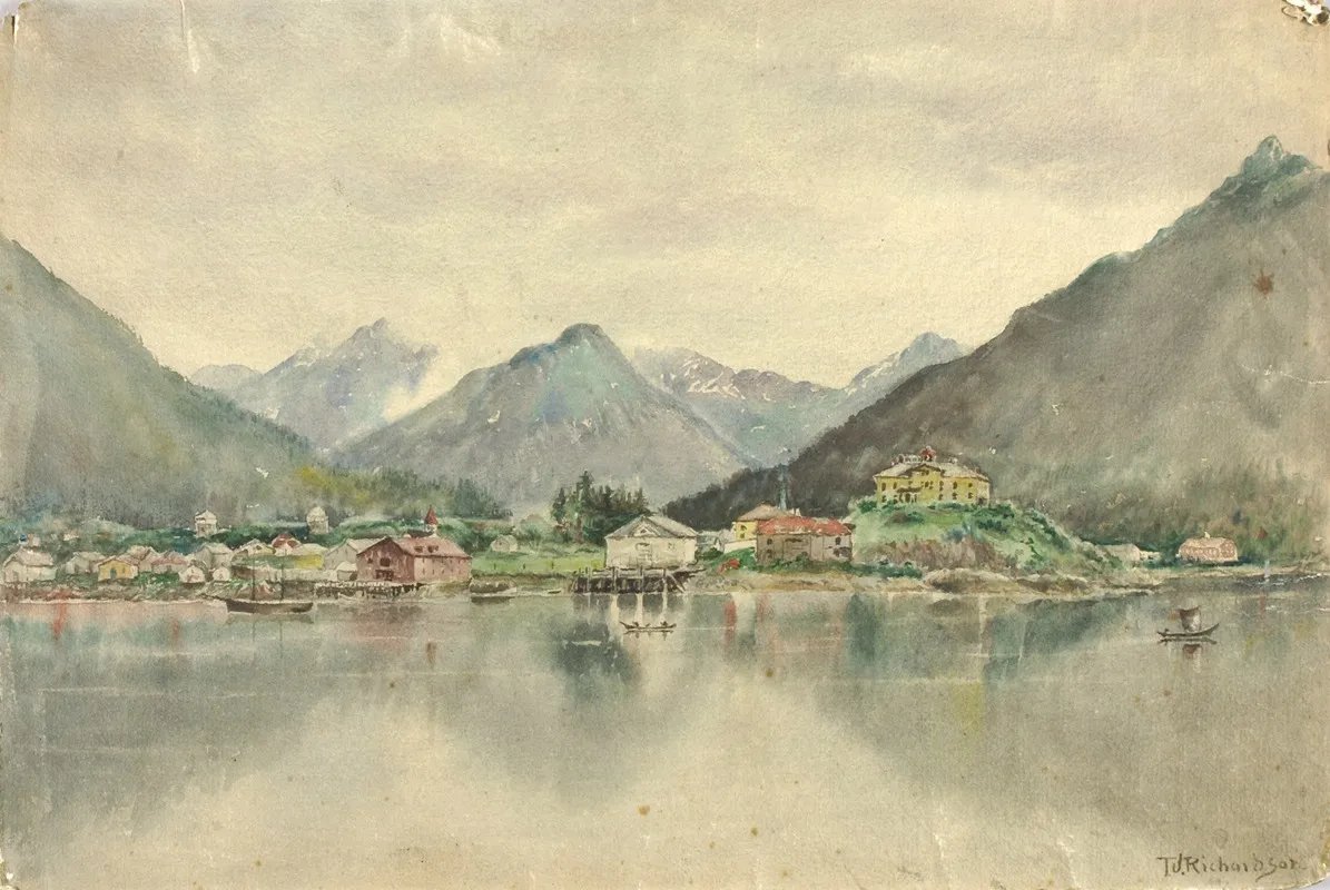 Sitka From The Islands Showing Russian Castle 1888 by Theodore J. Richardson - Canvas Print