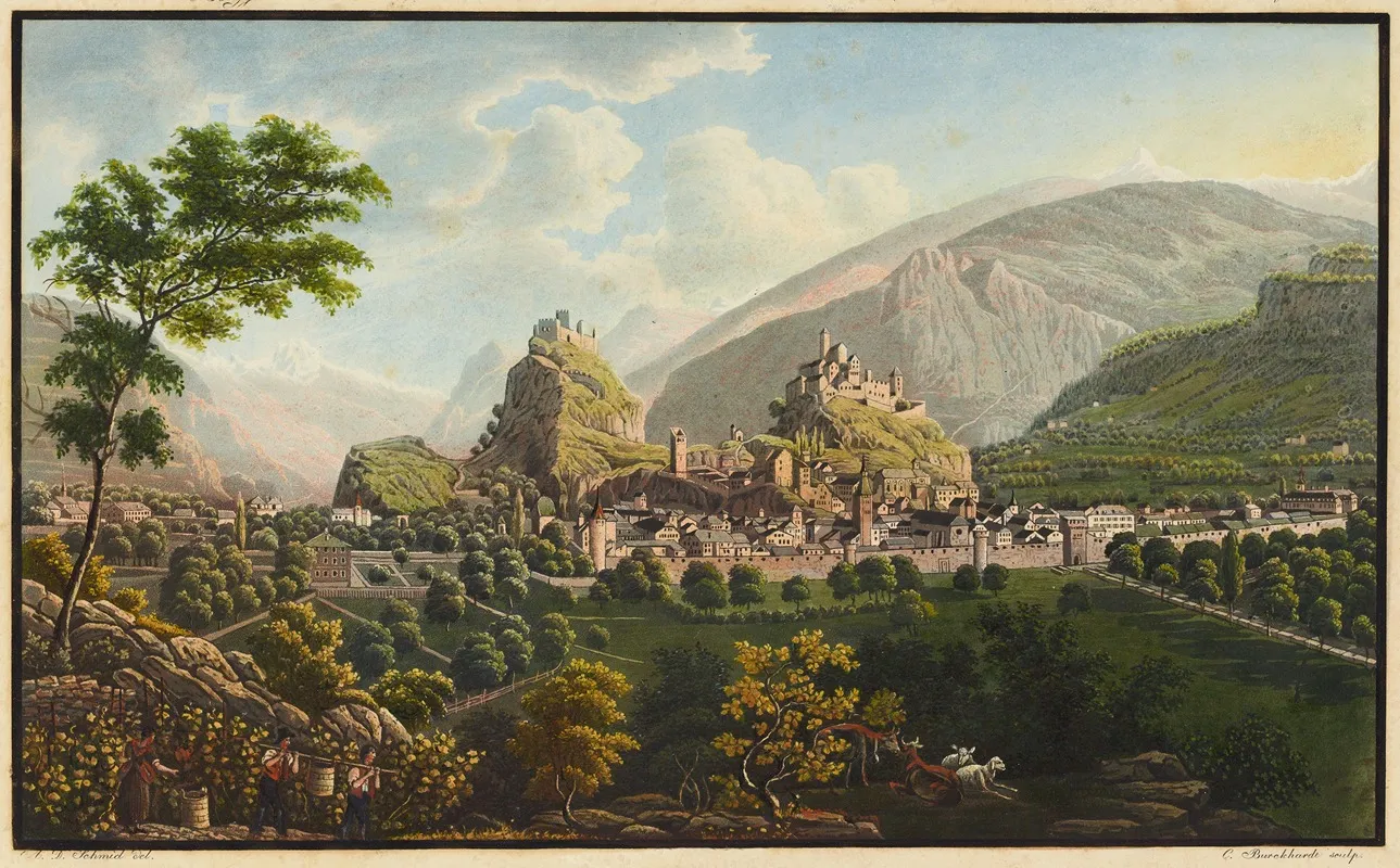 Sitten Von Westen Mit Randvignetten by David Alois Schmid - Canvas Print