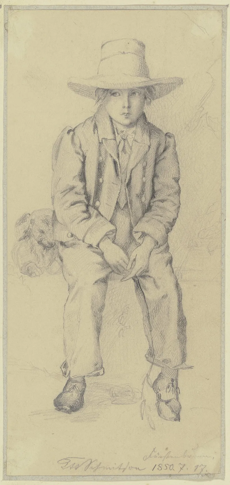 Sitting Boy With Dog