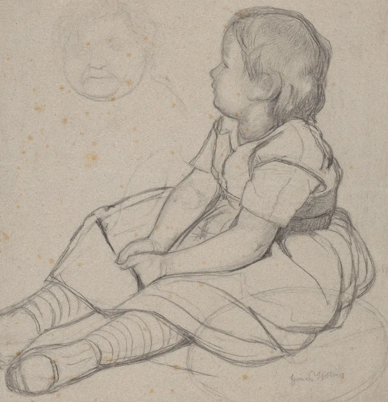 Sitting Girl And An Outline Of An Old Womans Head