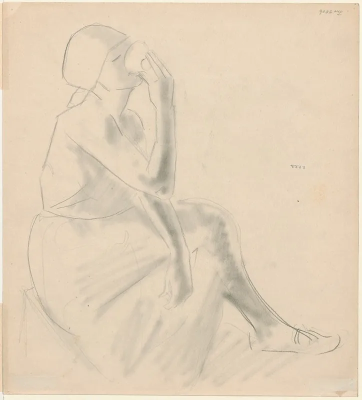 Sitting Girl Drinking From A Bowl