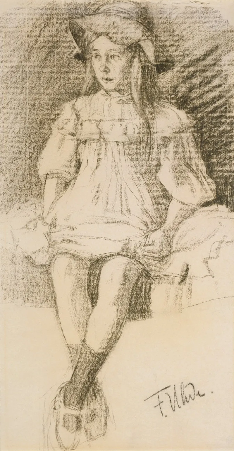 Sitting Girl With Hat
